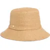 Vince Camuto Straw Bucket Hat In Tan