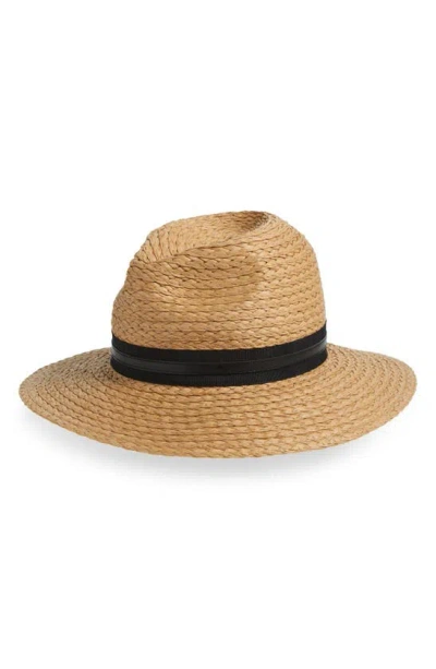 Vince Camuto Straw Panama Floppy Hat In Brown
