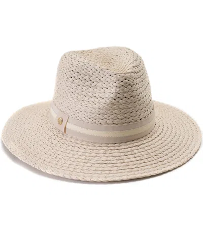 Vince Camuto Straw Panama Hat With Ribbon Trim In Natural