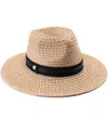 VINCE CAMUTO STRAW PANAMA HAT WITH RIBBON TRIM