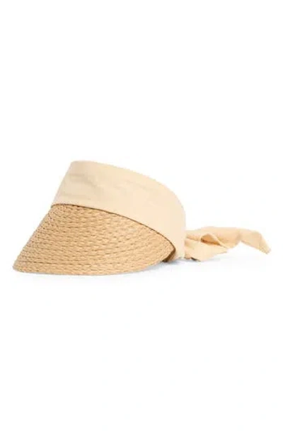 Vince Camuto Straw Tie Back Visor In Tan
