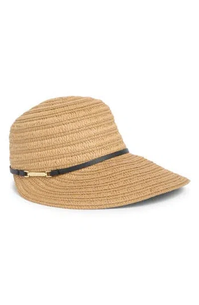 Vince Camuto Straw Visor Hat In Brown