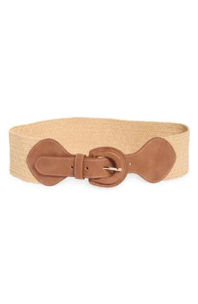 Vince Camuto Stretch Woven Straw Belt In Nude