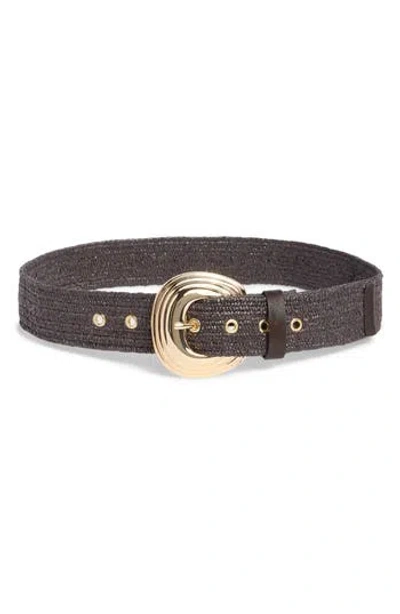 Vince Camuto Stretchy Straw Layered Buckle Belt In Green