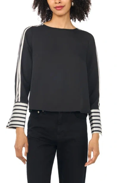 Vince Camuto Boat Neck Extended Cuff Shirt In Black