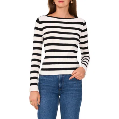 Vince Camuto Stripe Boatneck Sweater In New Ivory