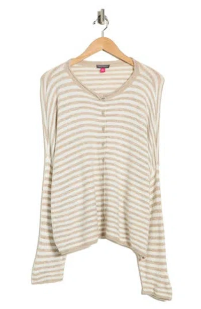 Vince Camuto Stripe Cotton Cardigan In Neutral