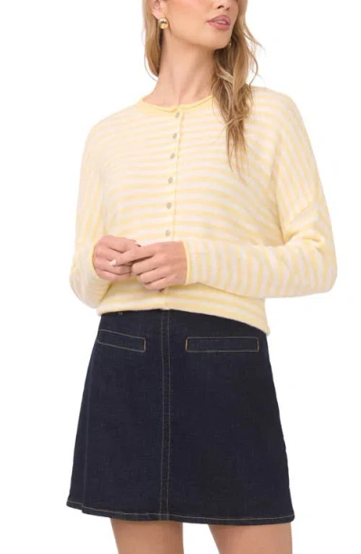 Vince Camuto Stripe Cotton Cardigan In Yellow