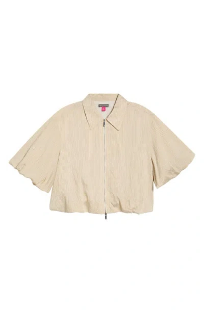 Vince Camuto Stripe Crop Bubble Jacket In Neutral