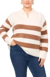 Vince Camuto Stripe Polo Sweater In Neutral