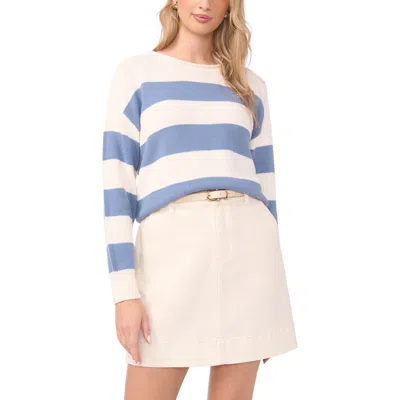 Vince Camuto Wide Striped Rollneck Top In White