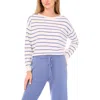 Vince Camuto Stripe Rolled Edge Sweater In White
