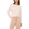 Vince Camuto Stripe Rolled Edge Sweater In White