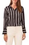 Vince Camuto Womens Striped Polyester Button-down Top In Black