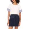 Vince Camuto Stripe Sleeve Top In White