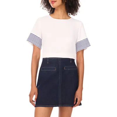 Vince Camuto Stripe Sleeve Top In White