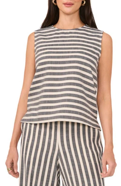 Vince Camuto Stripe Sleeveless Top In New Ivory