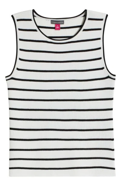 Vince Camuto Stripe Sweater Tank In Antique White