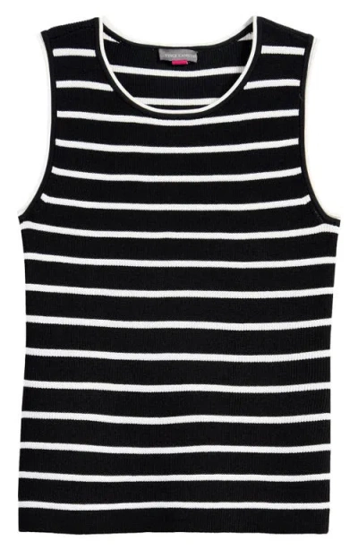 Vince Camuto Stripe Sweater Tank In Rich Black