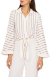 Vince Camuto Stripe Tie Front Button-up Shirt In New Ivory