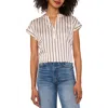 Vince Camuto Stripe V-neck Top In Neutral