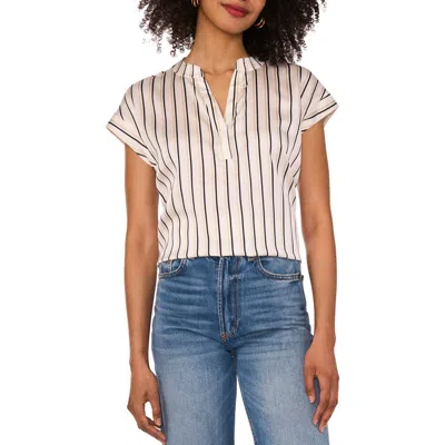 Vince Camuto Stripe V-neck Top In Neutral