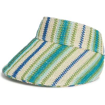 Vince Camuto Stripe Woven Visor In Green