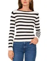 Vince Camuto Stripe Boatneck Sweater In New Ivory