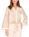 Vince Camuto Striped Button Front Shirt In Almond