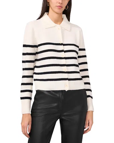Vince Camuto Stripe Collar Cardigan In Antique White