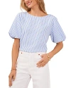 VINCE CAMUTO STRIPED PUFF SLEEVE TOP