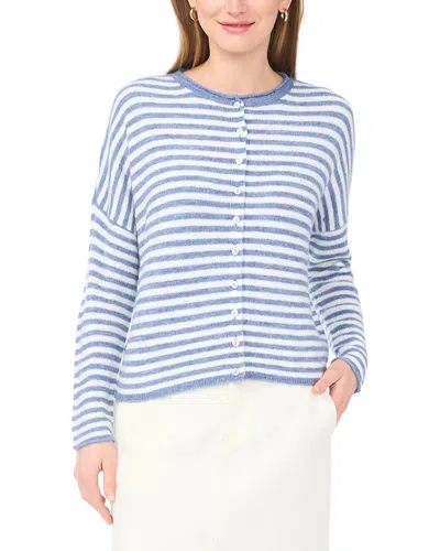 Vince Camuto Striped Rollneck Cardigan In Blue