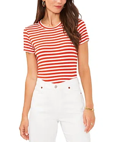 Vince Camuto Striped Tee In Tulip Red