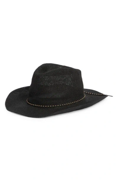 Vince Camuto Studded Band Straw Cowboy Hat In Black
