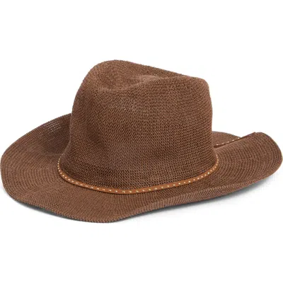 Vince Camuto Studded Band Straw Cowboy Hat In Brown