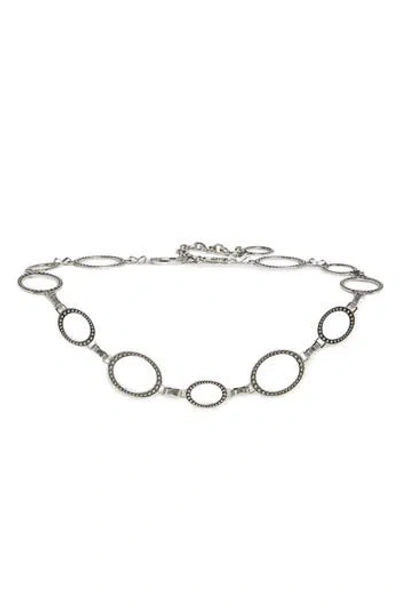 Vince Camuto Studded Mixed Size Oval Chain Belt In Silver
