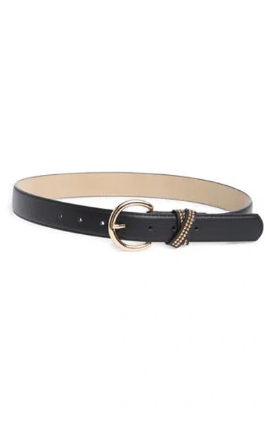 Vince Camuto Studio Stud X Keeper Faux Leather Belt In Black