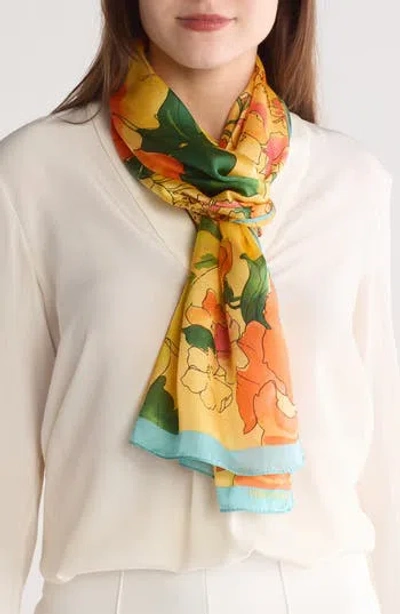 Vince Camuto Summer Garden Oblong Scarf In Yellow