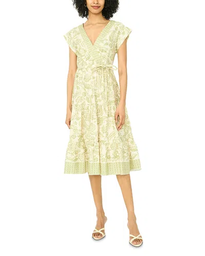 Vince Camuto Surplice Dolman Sleeve Midi Tiered Dress In Green