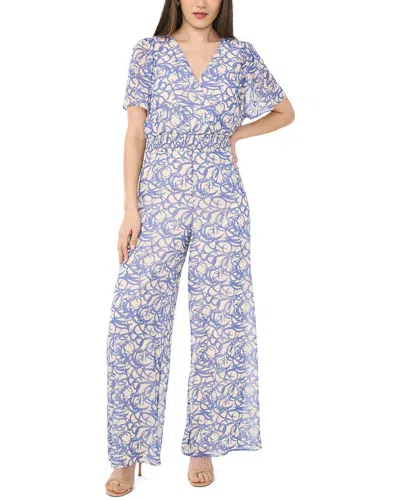 Vince Camuto Flutter Sleeve Wide Leg Jumpsuit In Blue
