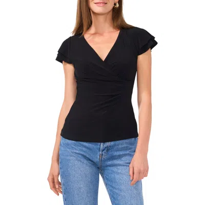 Vince Camuto Womens V Neck Cropped Pullover Top In Rich Black