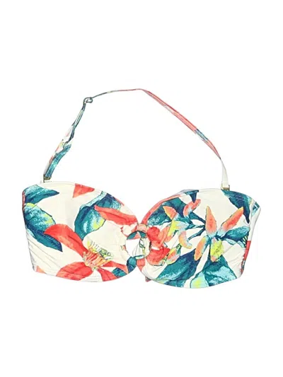 Pre-owned Vince Camuto Swimsuit Top White Tropical Pattern Swimwear
