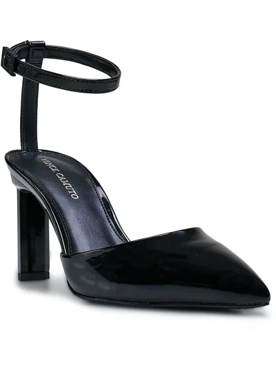Vince Camuto Talayem Womens Patent Leather Ankle Strap Pumps In Black
