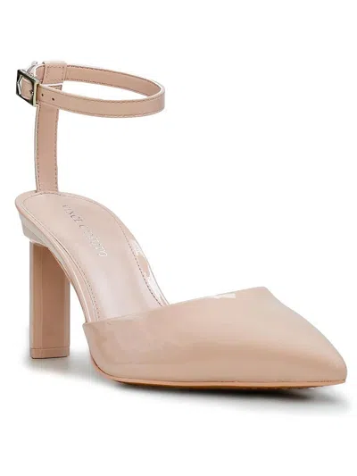 Vince Camuto Talayem Womens Patent Leather Ankle Strap Pumps In Beige