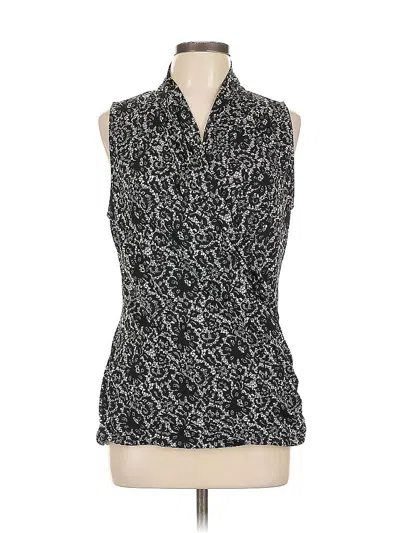 Pre-owned Vince Camuto Tank Top Black Floral Pattern V Neck Tops