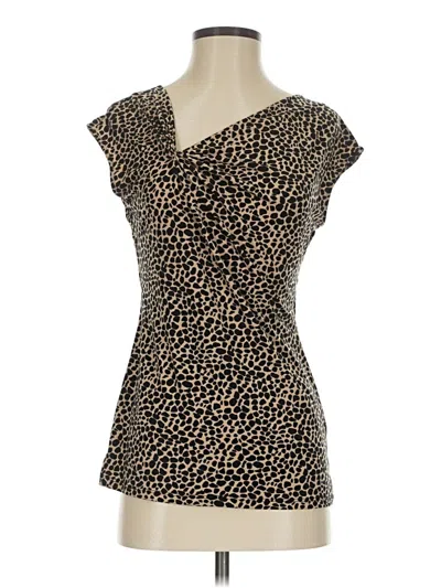 Pre-owned Vince Camuto Tank Top Brown Animal Print Pattern Open Neckline Tops