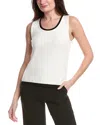 Vince Camuto Women's Contrast-trim Sleeveless Sweater In White