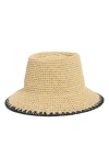 Vince Camuto Telescope Open Straw Bucket Hat In Brown