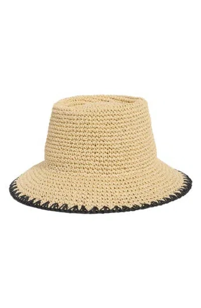 Vince Camuto Telescope Open Straw Bucket Hat In Brown