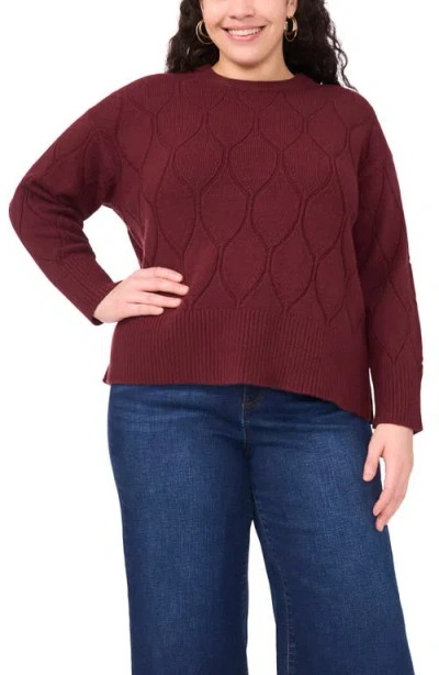 Vince Camuto Textured Crewneck Sweater In Burgundy